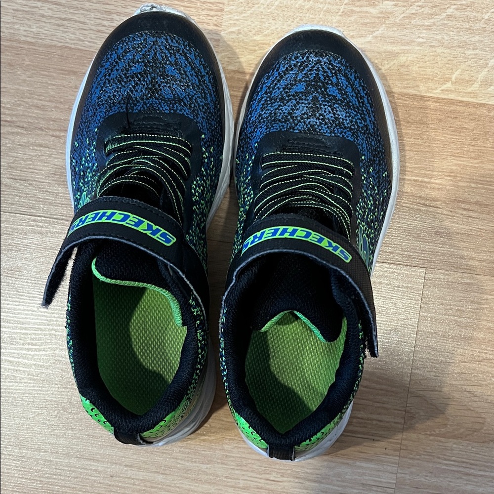 Skechers Kids' Black and Green Sneakers